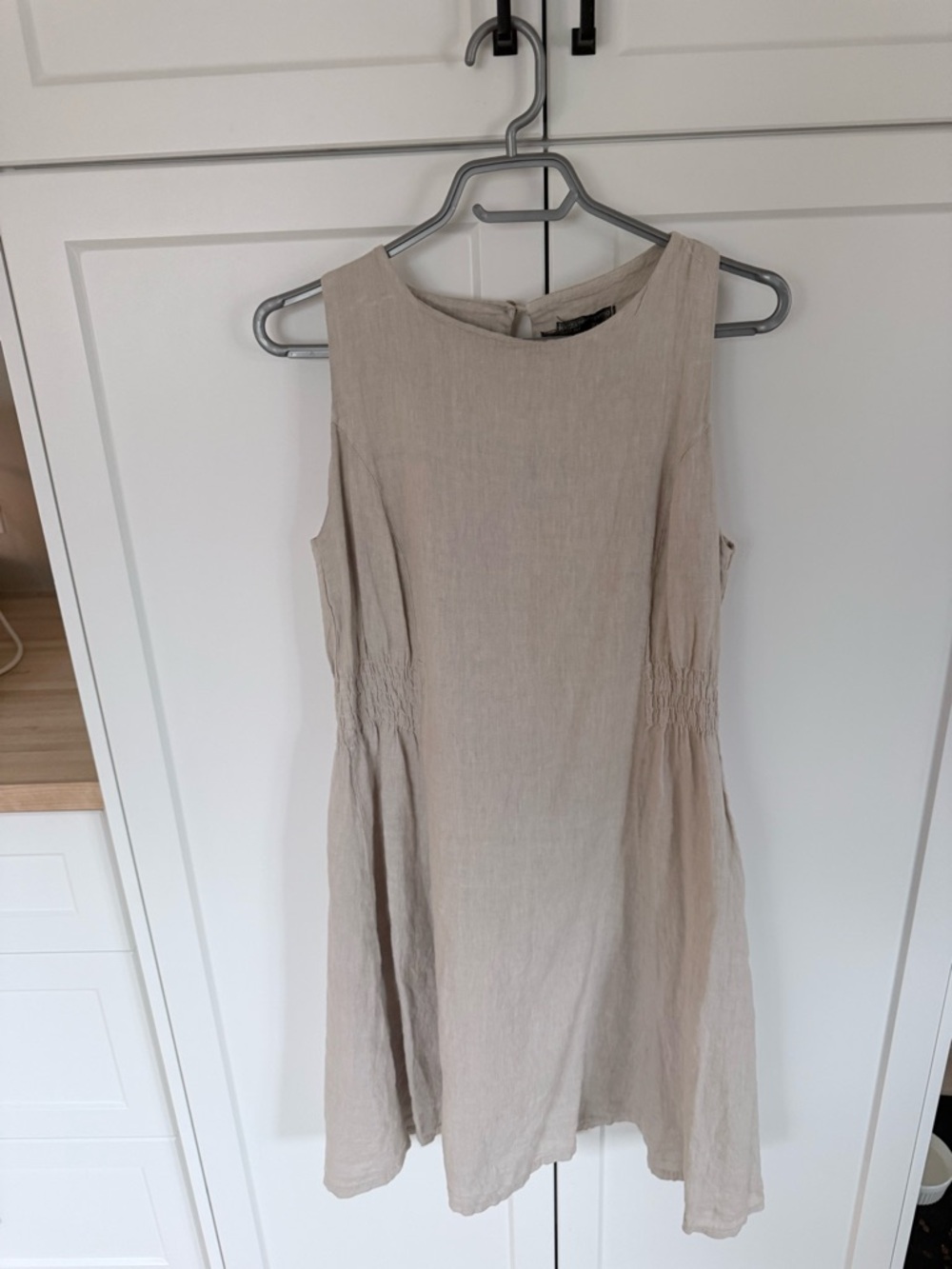 Italian Linen Beige Dress NWT | Sleeveless Knee-Length Chic/ Size Medium
